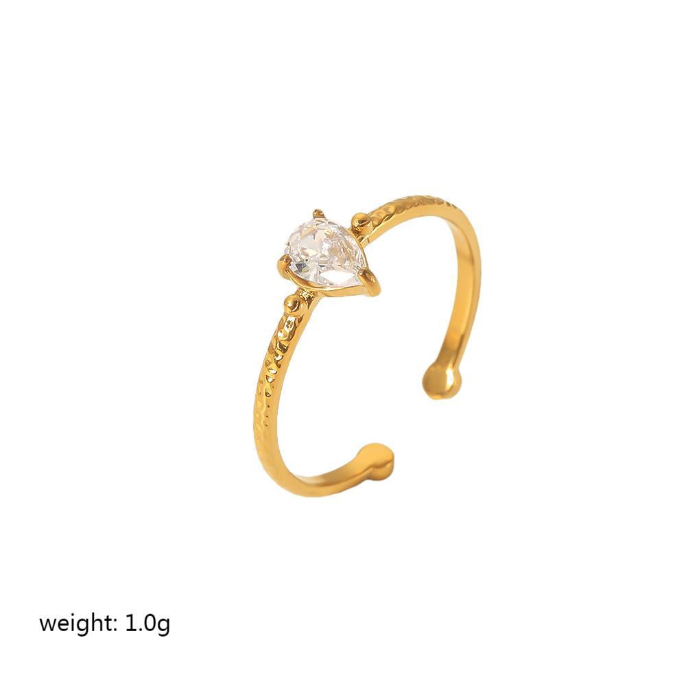 Women's Gold Stainless Steel Inlaid Zircon Open Rings