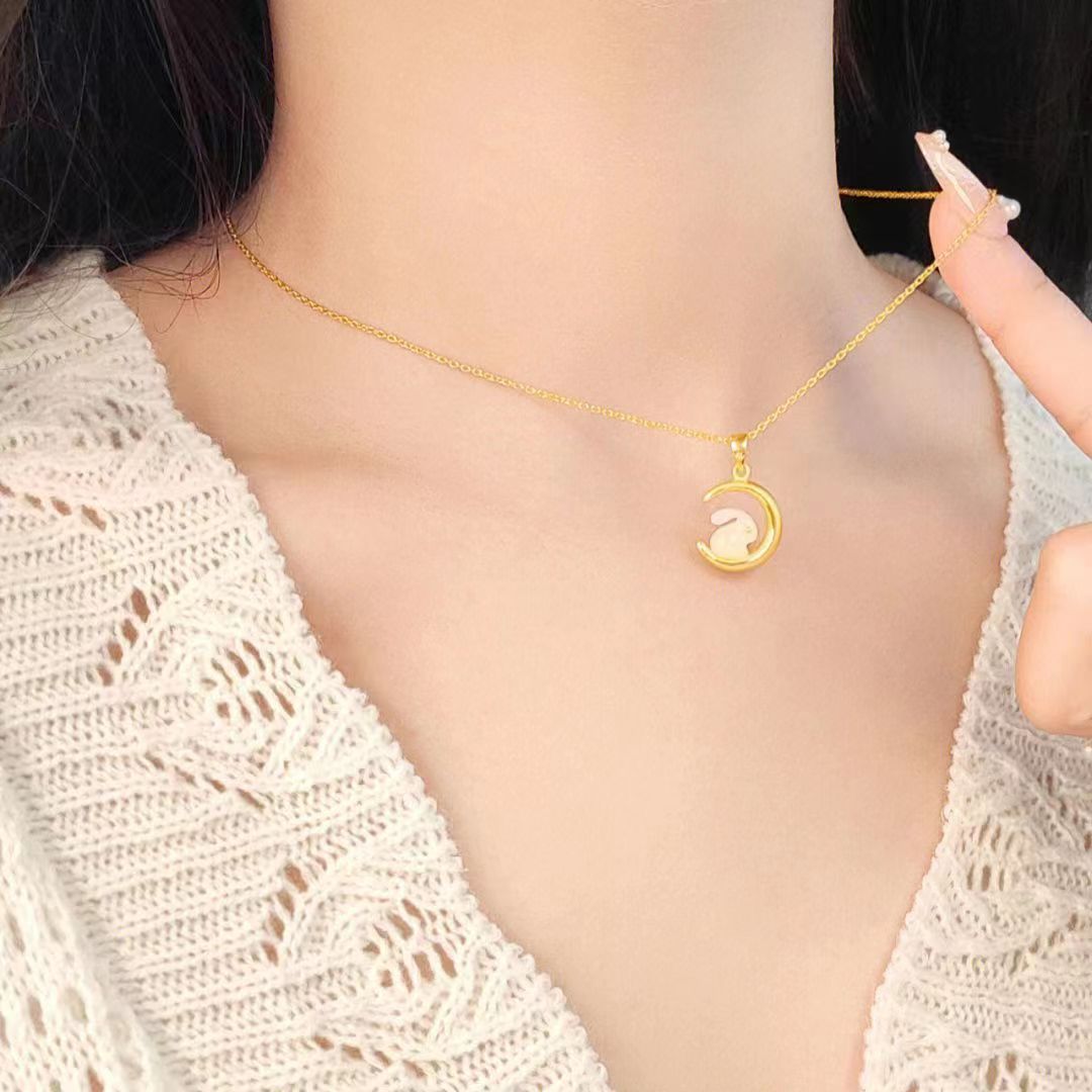 Rabbit Female Chinese Zodiac Life Clavicle Chain National Style Design Necklaces