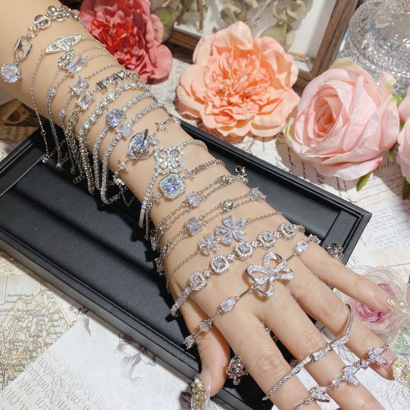 Camellia Bright Luminous Platinum Series Plated Zircon Super Flash Light Bracelet