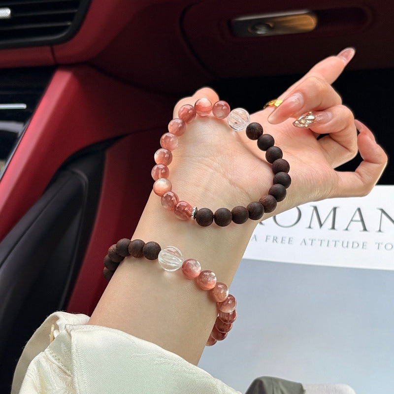 Rose Chinese Natural Powder Lepidolite Crystal Bracelet