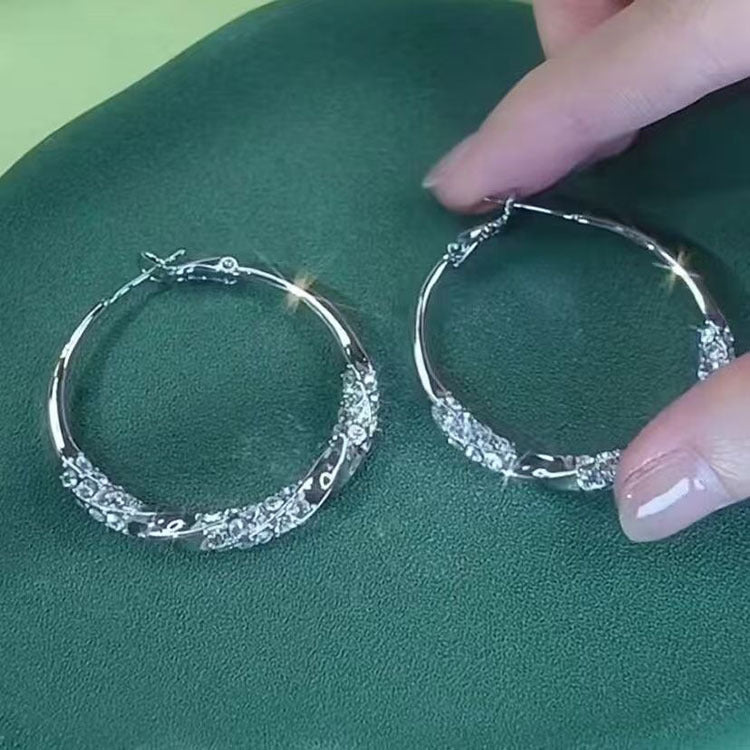 High-grade Ear Sier Zircon Big Hoop Trendy Rings