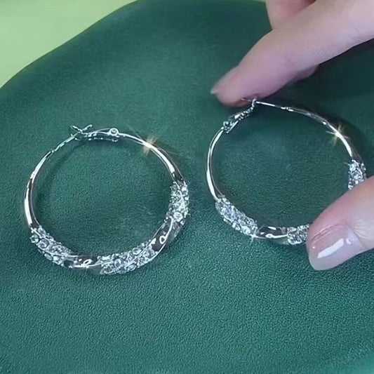 High-grade Ear Sier Zircon Big Hoop Trendy Rings