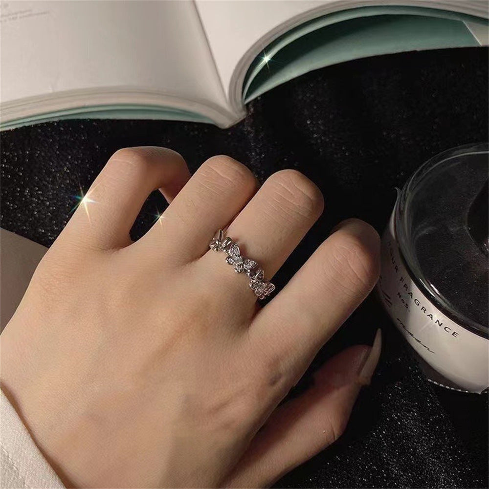 Women's Zircon Bow Love Heart-shaped Light Luxury High Rings