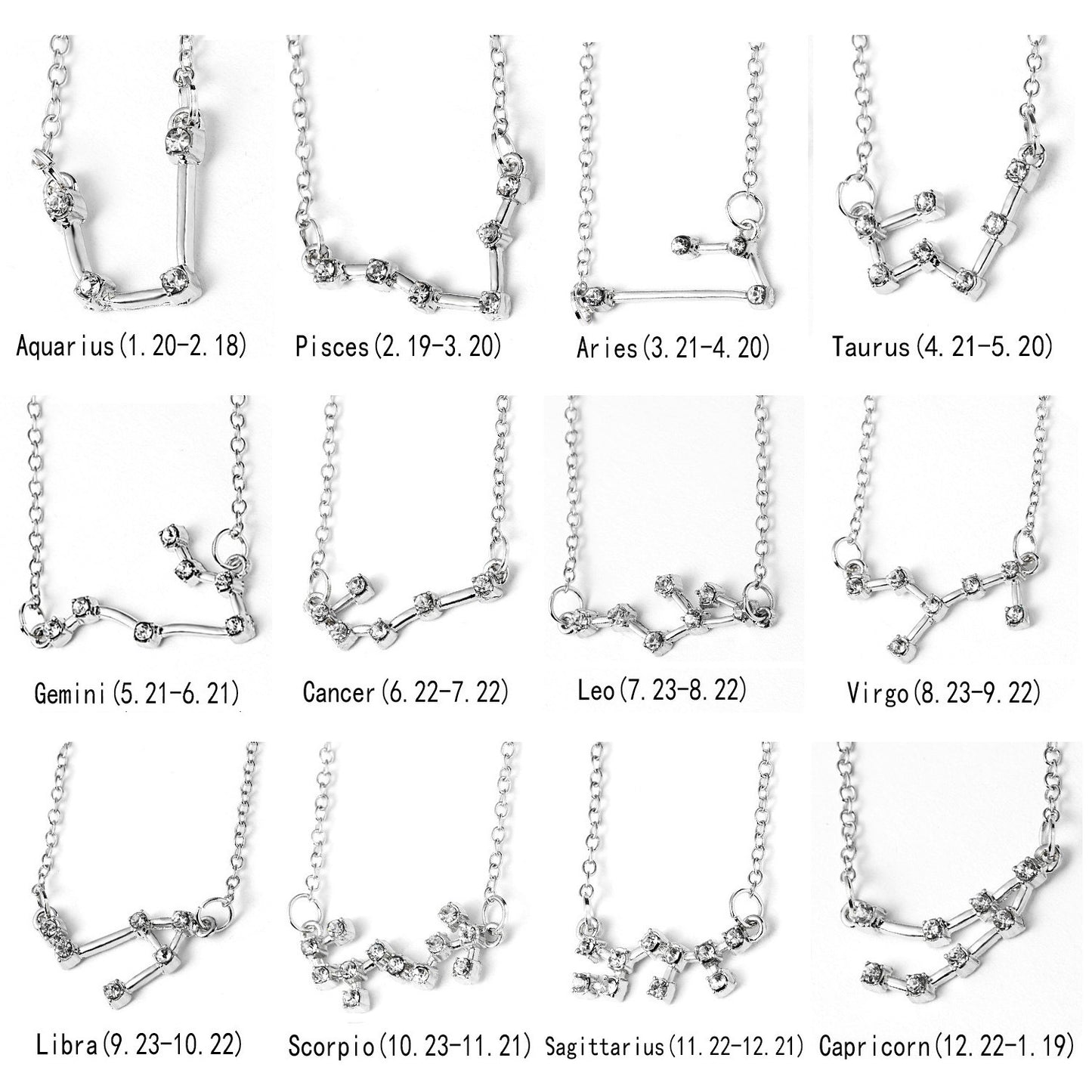 Star Chart Twee Constellation Rhinestone Paper Card Necklaces