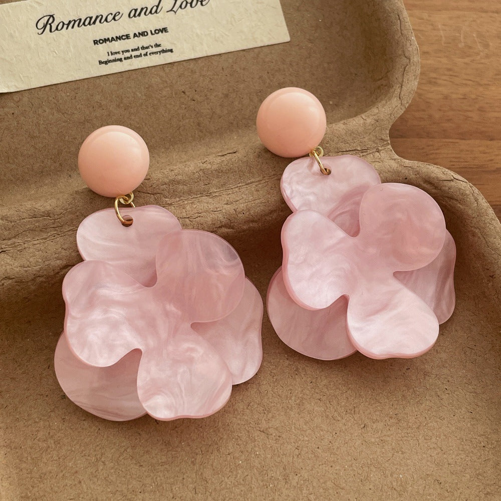 Retro Super Fairy Flowers Niche Temperament Vacation Style Mori Exaggerated Earrings