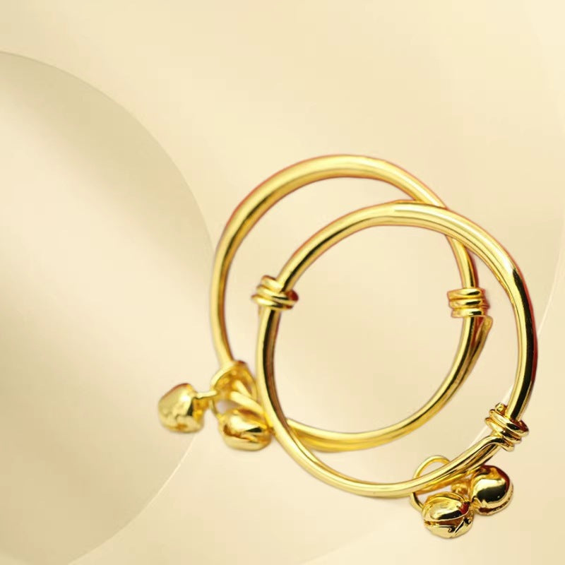 Children's Gold-plated Glossy Round Belly Drawing Of Lots Bell Fair Bracelets
