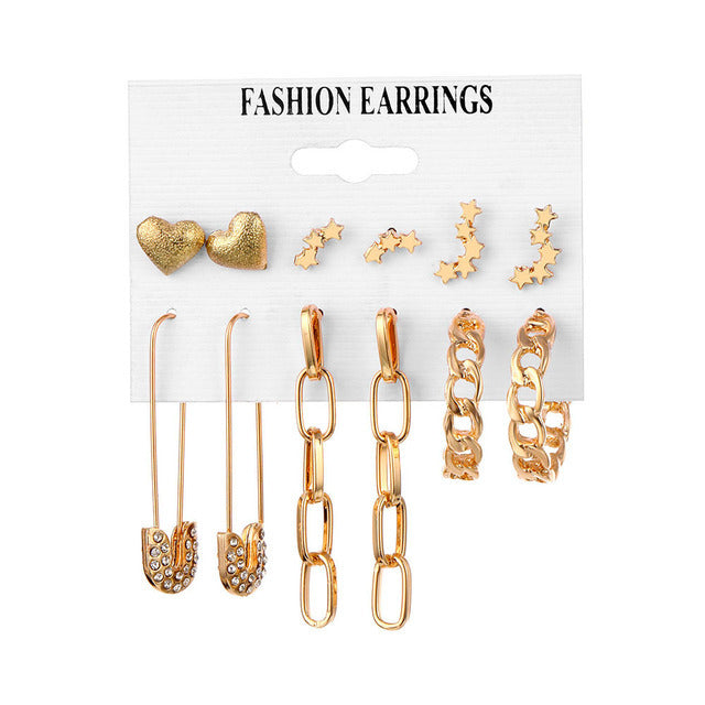 Women's Inlaid Pearl Creative French Retro Gold Ear Stud Earrings