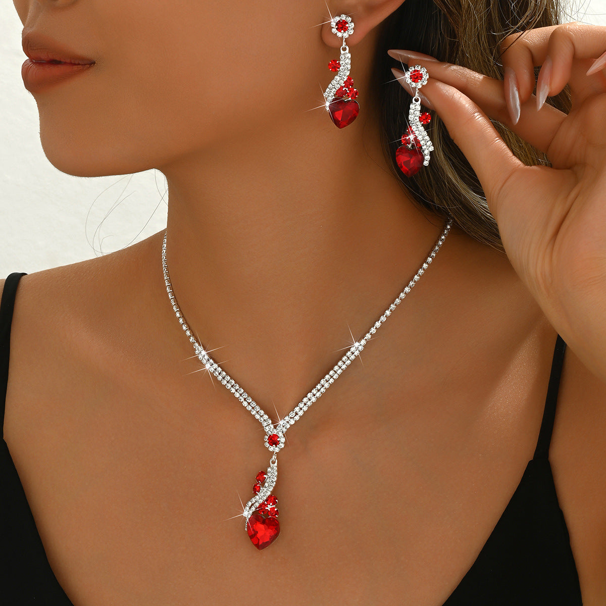 Women's Water Drop Geometry Crystal Two-piece Jewelry Set
