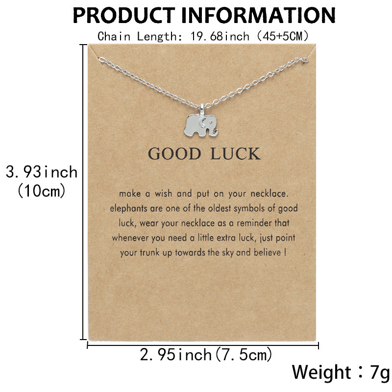 Elephant Clavicle Chain Creative Card Color Necklaces