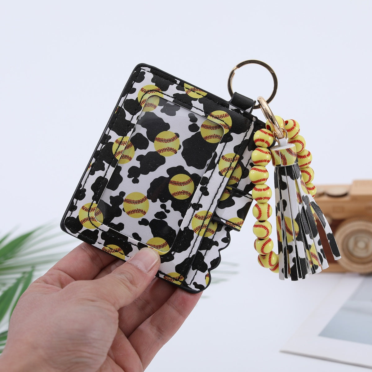 Sports Wooden Bead Card Holder Document Bracelets