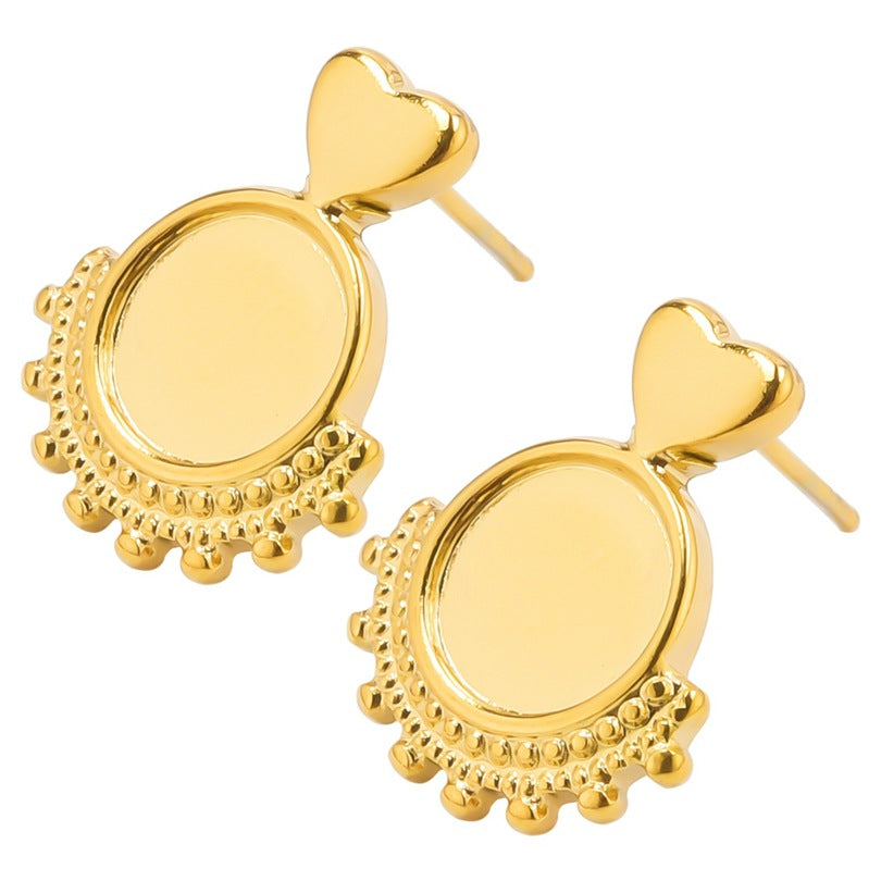Stainless Steel Round Base Support Titanium Piercing Ear Clip Stud Earrings