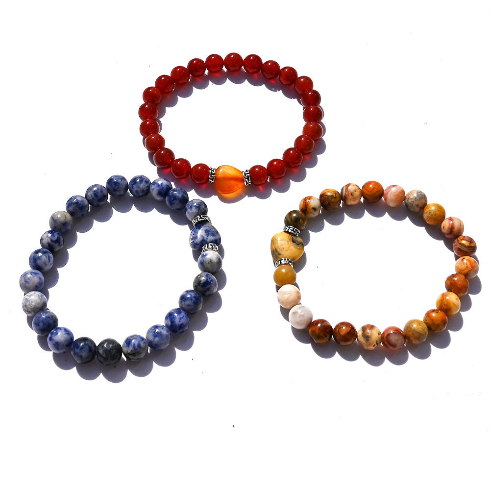 Agate Amethyst Yard Love Heart Tigereye Head Bracelets