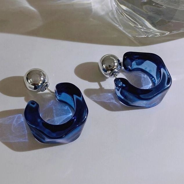 Irregular Resin Acrylic Ear Multiple Ways To Wear Shaped Stud Earrings