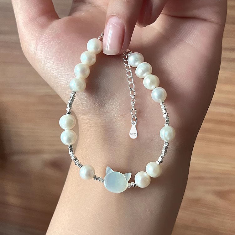 White Shell Cat Freshwater Pearl Small Pieces Of Female Style Bracelet