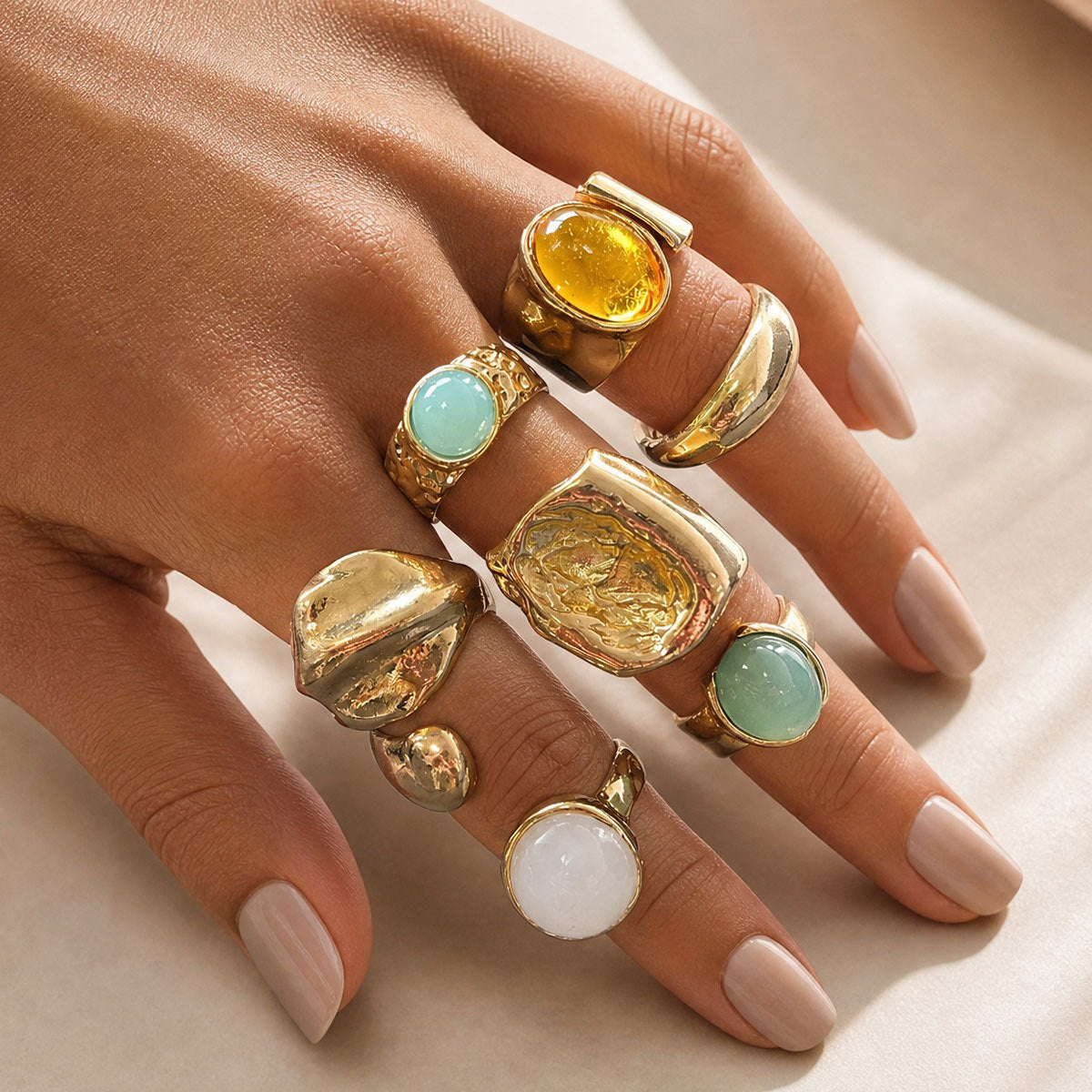 Minority Fashion Inlaid Acrylic Alloy Open Ring