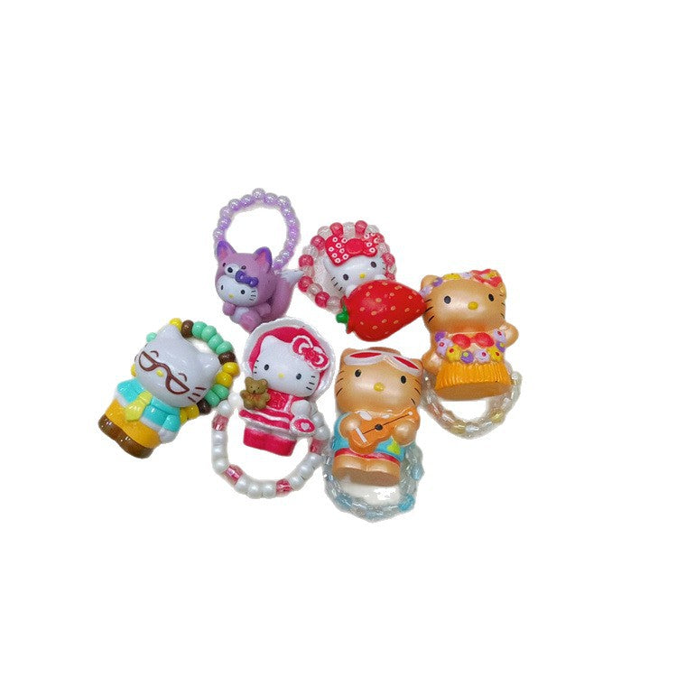 Flowers Cat Sweet Girly Trendy Cool Ring