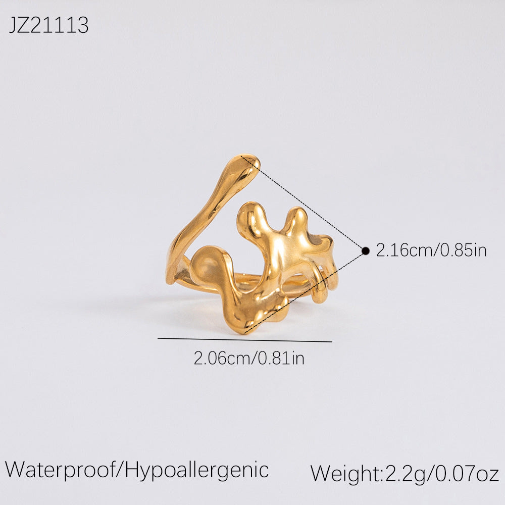 Simple Design Open Stainless Steel Gold-plated Rings