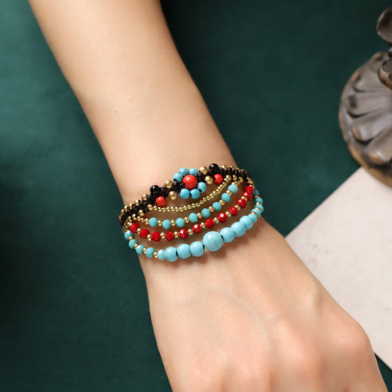 Women's Woven Yunnan Vintage Natural Stone Bohemian Bracelets