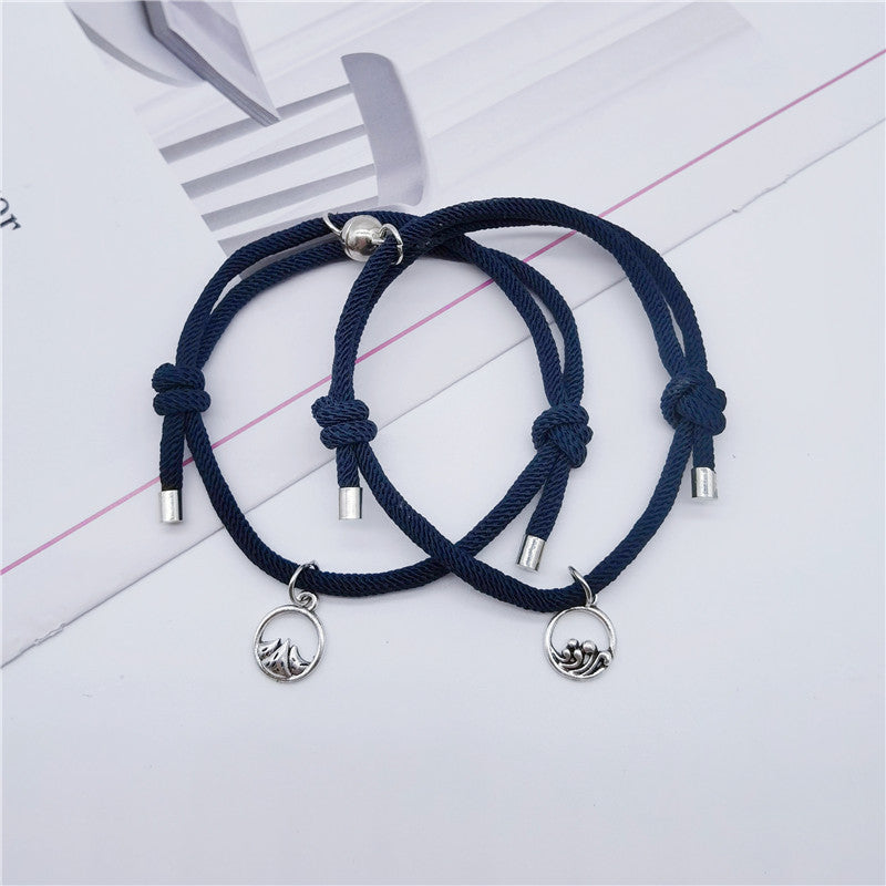 Women's & Men's Couple Magnet Attract True Pair And Woven Bracelets