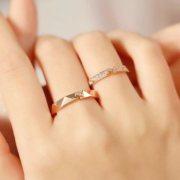 Women's & Men's Long Couple Design Light Luxury High Class Elegant Rings