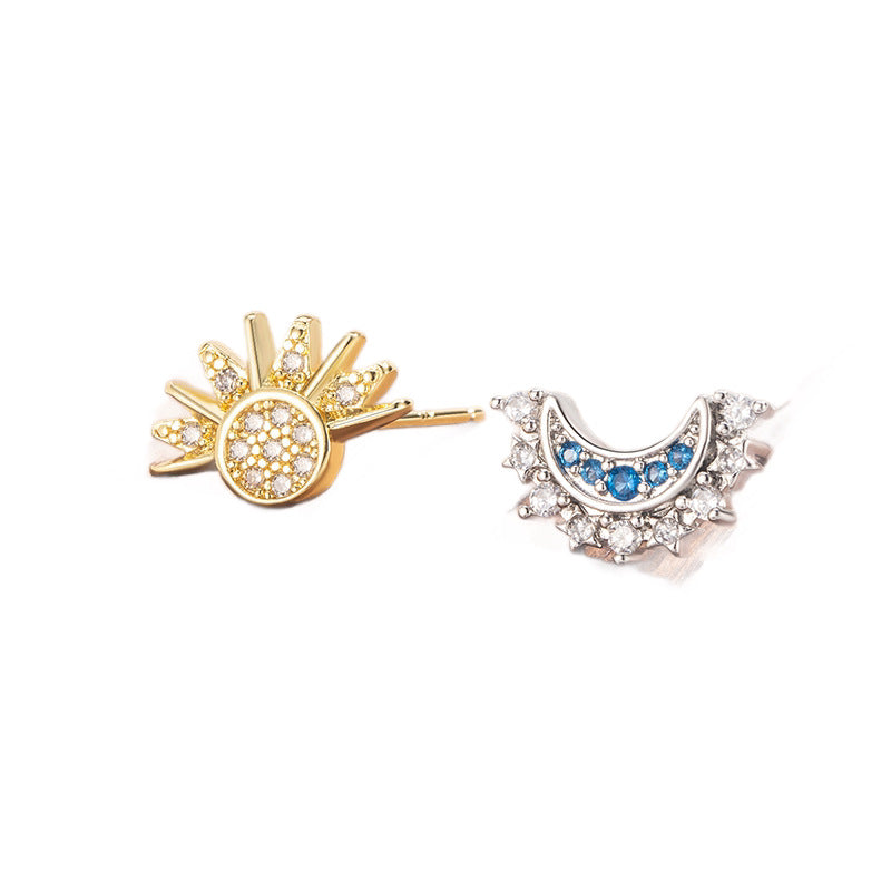 Women's Sun Moon For Rhinestone High Sense Retro Stud Earrings