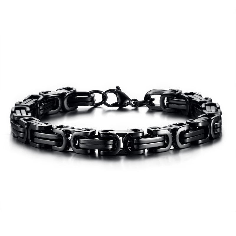 Men's Stainless Steel Square Byzantine Gold Fashion Bracelets