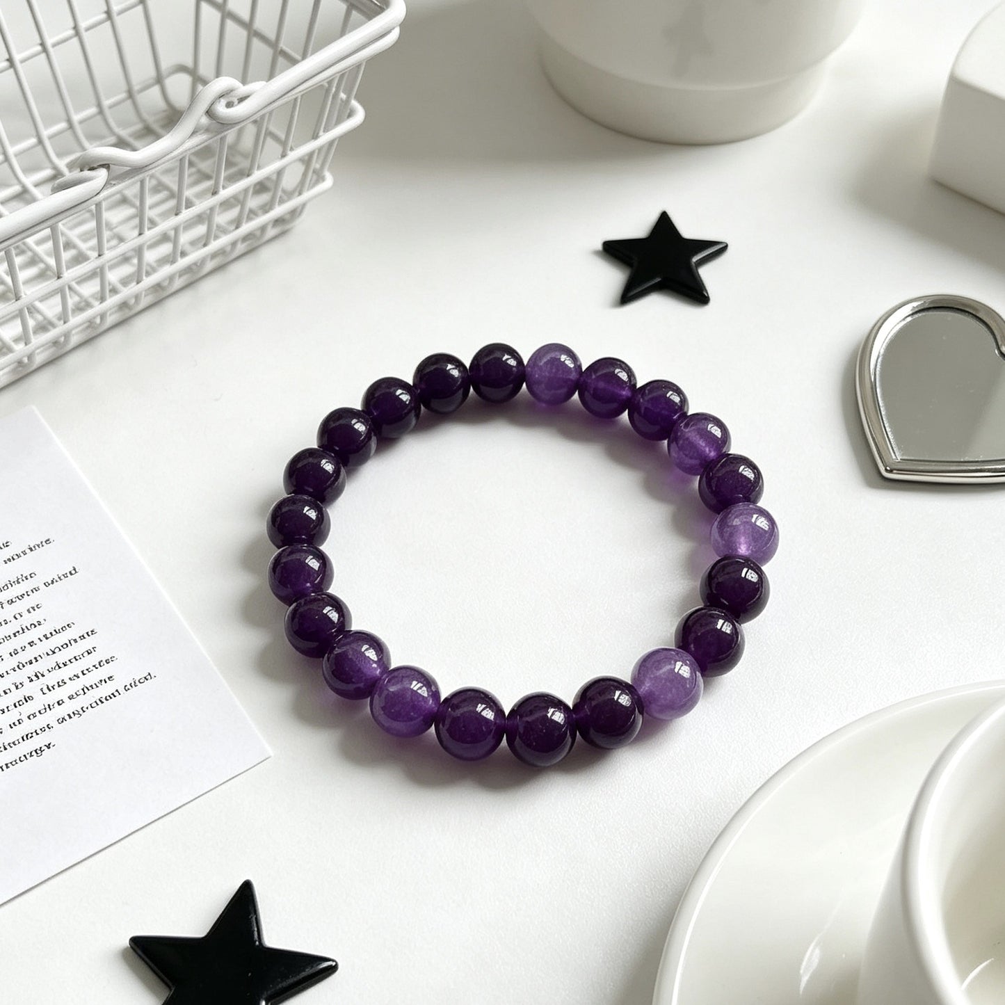 Stone Glaze High Sense Elastic String Amethyst Bracelets