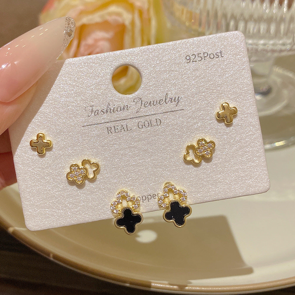 Women's Needle One Card Three Pairs Earings Small Delicate Summer High-grade Stud Earrings