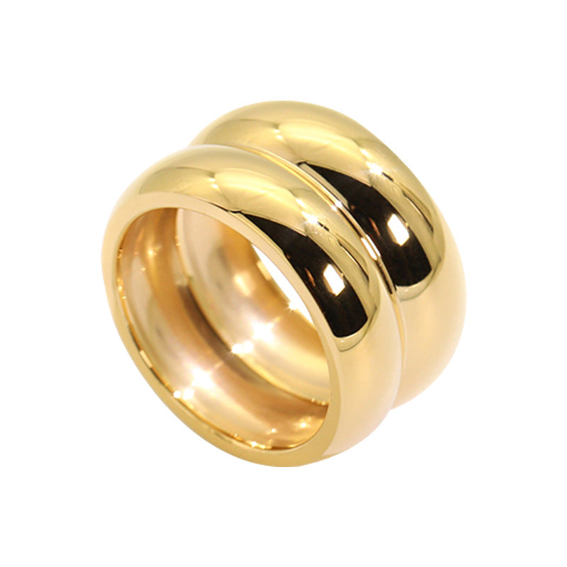 Women's Wide Titanium Steel Gold Plated Index Rings