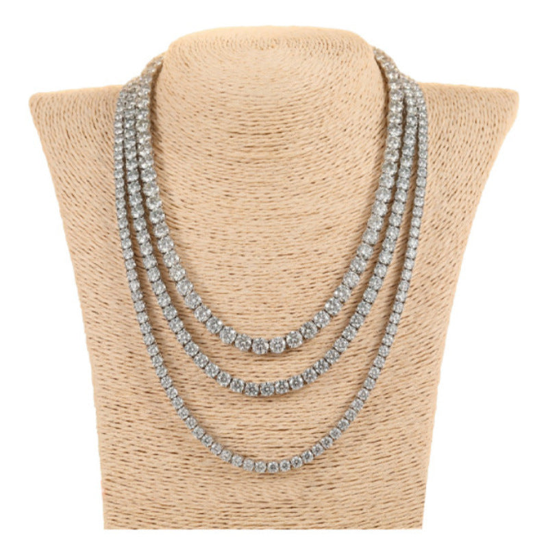 Men's Hip Hop Rhinestone Single Row Fashion Necklaces