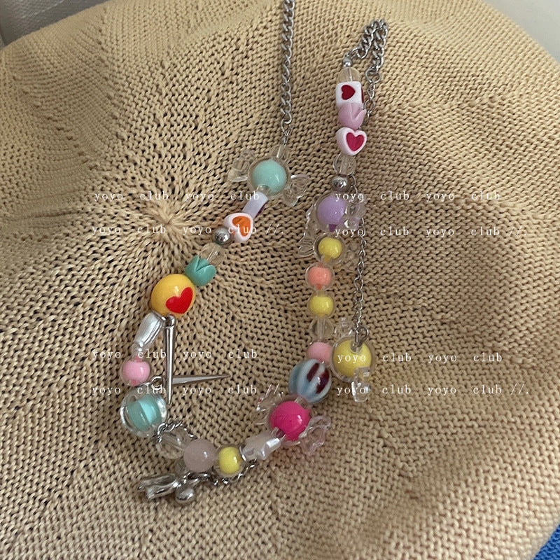 Candy Round Female Summer Niche Design Sweet Colorful Necklaces