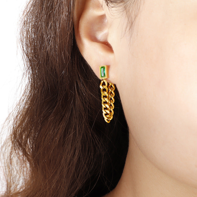 Women's Titanium Steel Zircon High-grade Tassel Graceful Earrings