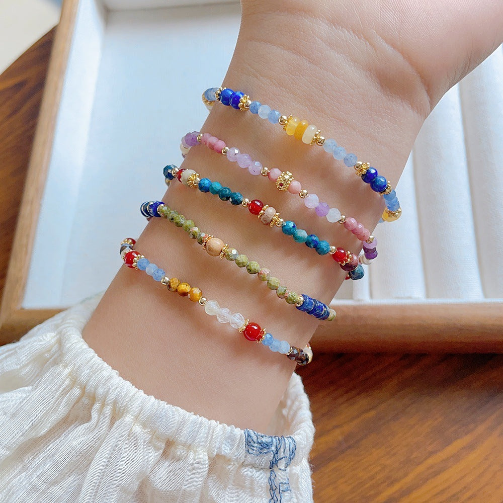Natural Stone Crystal String Beads Style Design Dopamine Bracelet