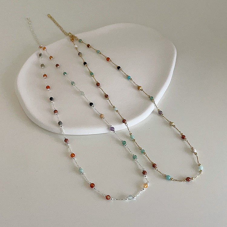 Colorful Natural Stone Crystal String Beads Female Niche Simple Personalized Necklaces