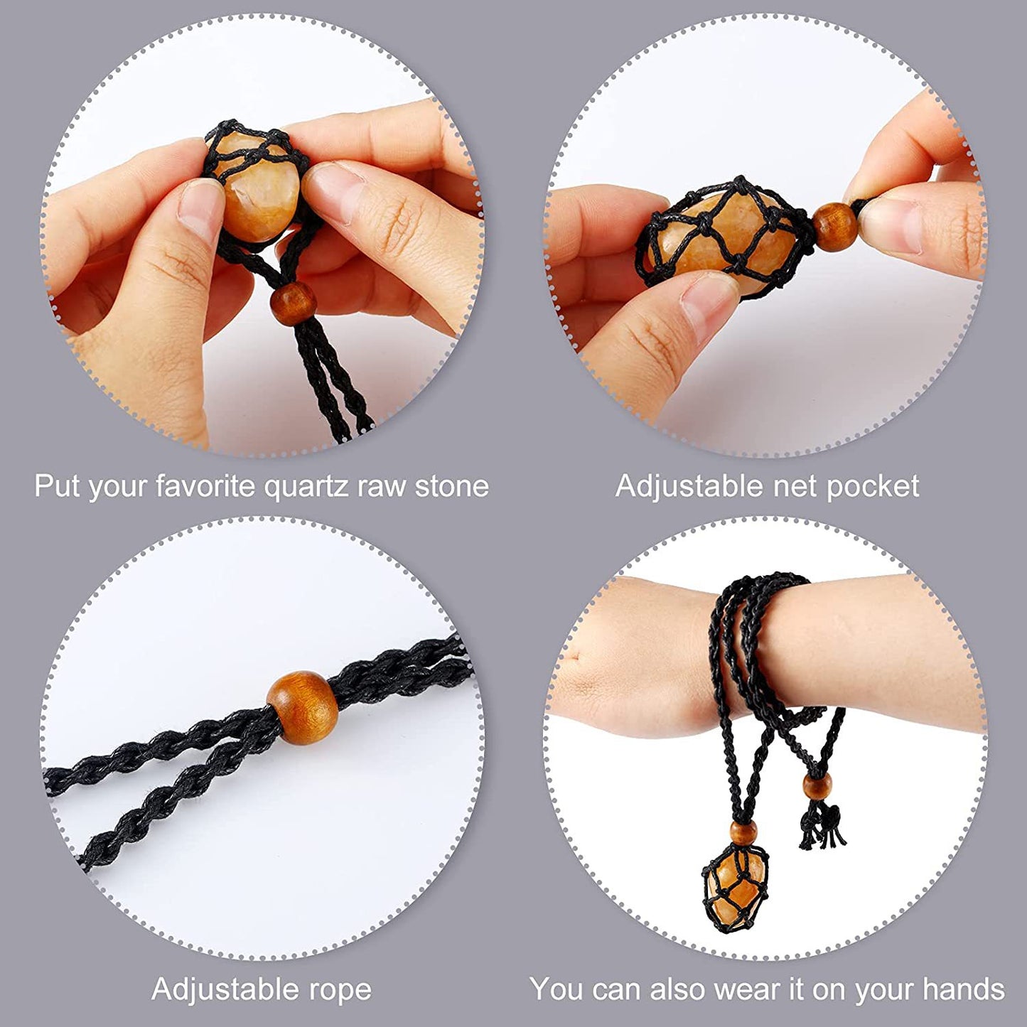 Stone Crystal Net Pocket Woven Vintage Pendants