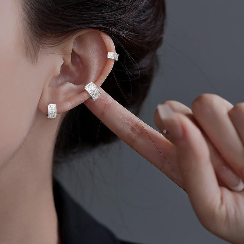 Edge Clip High-grade Unique Circle Cuff Twin Earrings