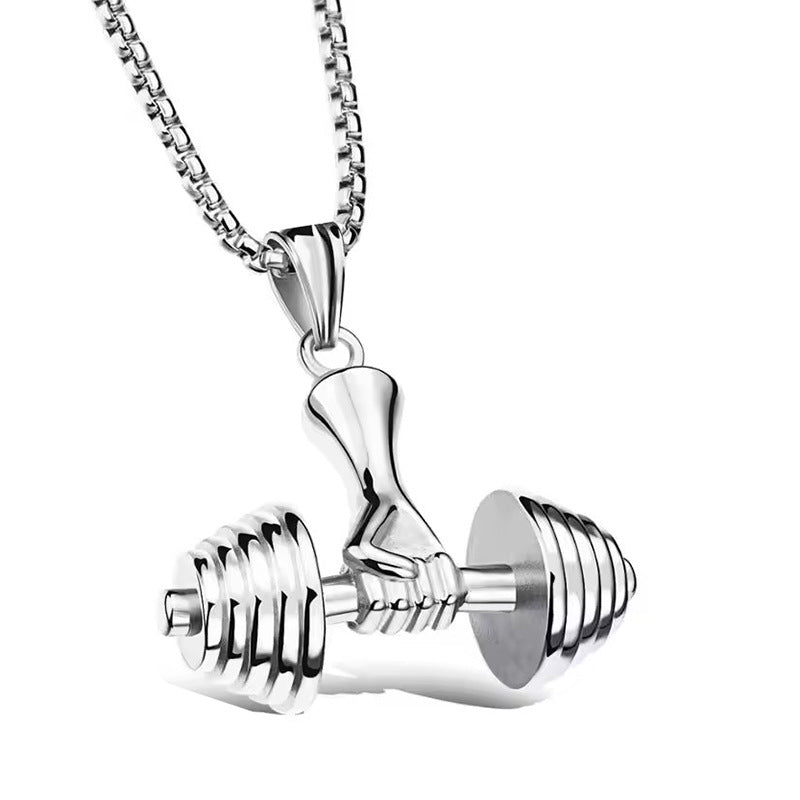 Men's Jewelry Dumbbell Barbell Fitness Titanium Steel Necklaces