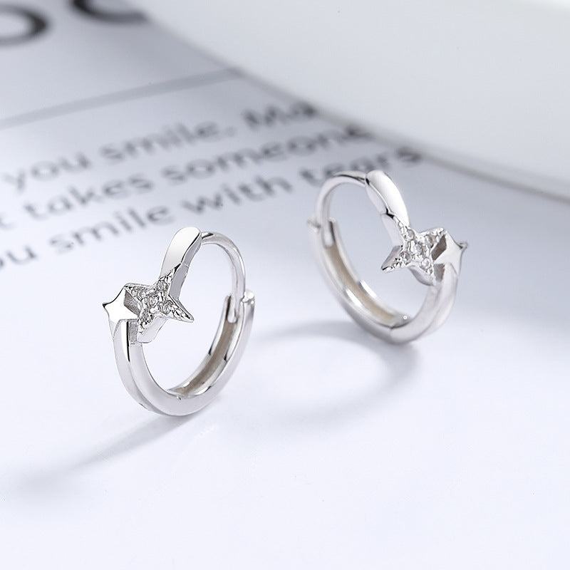 Women's Sier Asterism Fashion Ear Clip Simple Style High Earrings
