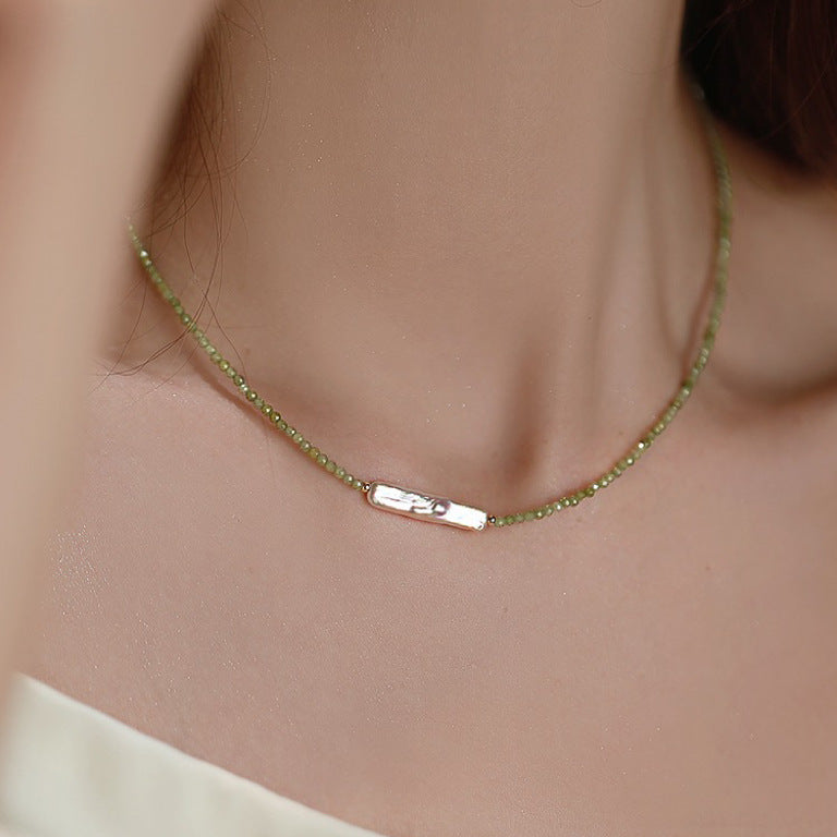 Women's Rice Grain Freshwater Pearl Simplicity Fashion Temperament Design Clavicle Chain Necklace
