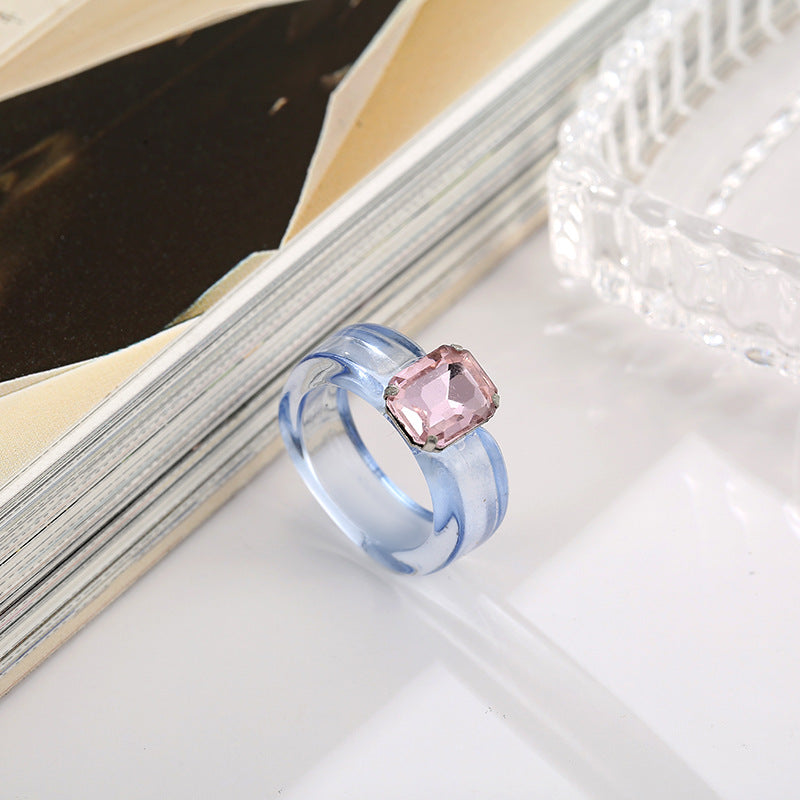 Sweet Colorful Heart Cute Resin Single Rings