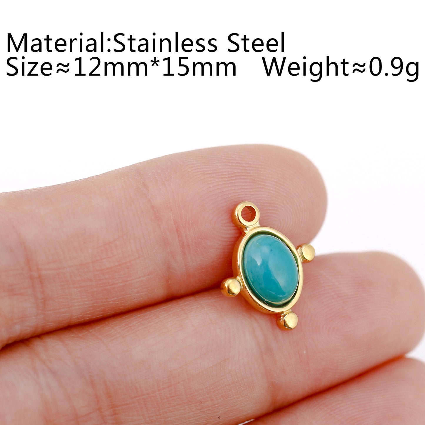 Steel Natural Stone Turquoise Gold-plated French Pendants