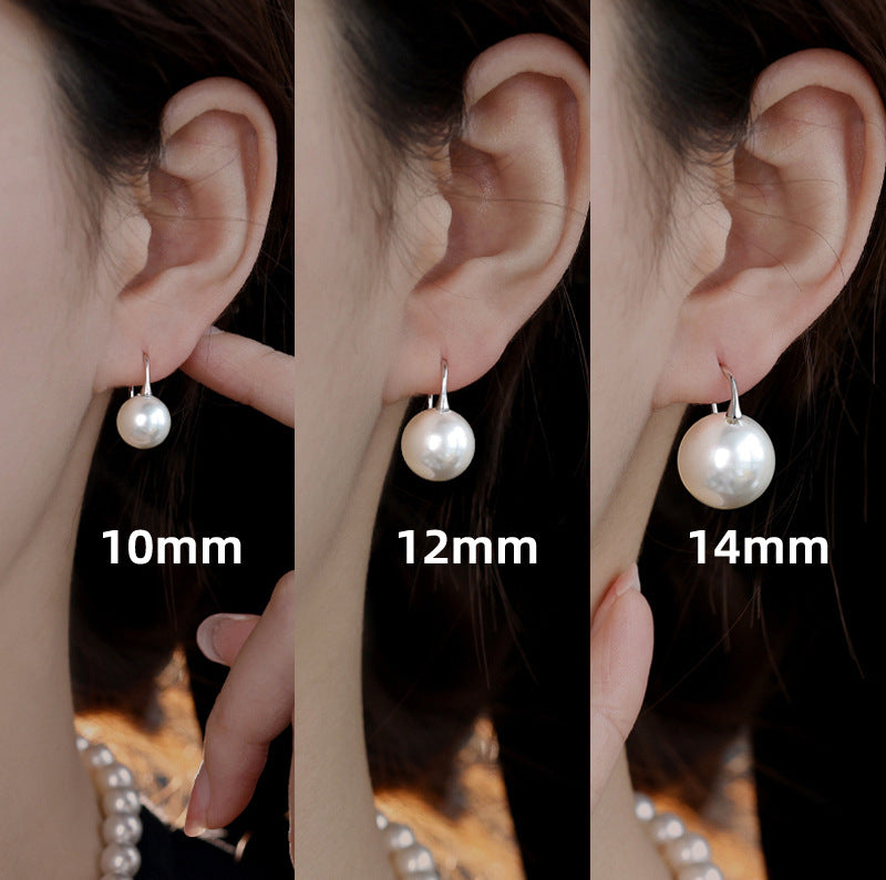 Pearl Simple Classic Perfect Circle Shell Stud Earrings