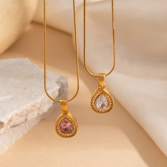 Elegant Titanium Snake Chain Inlaid Zircon Light Necklace