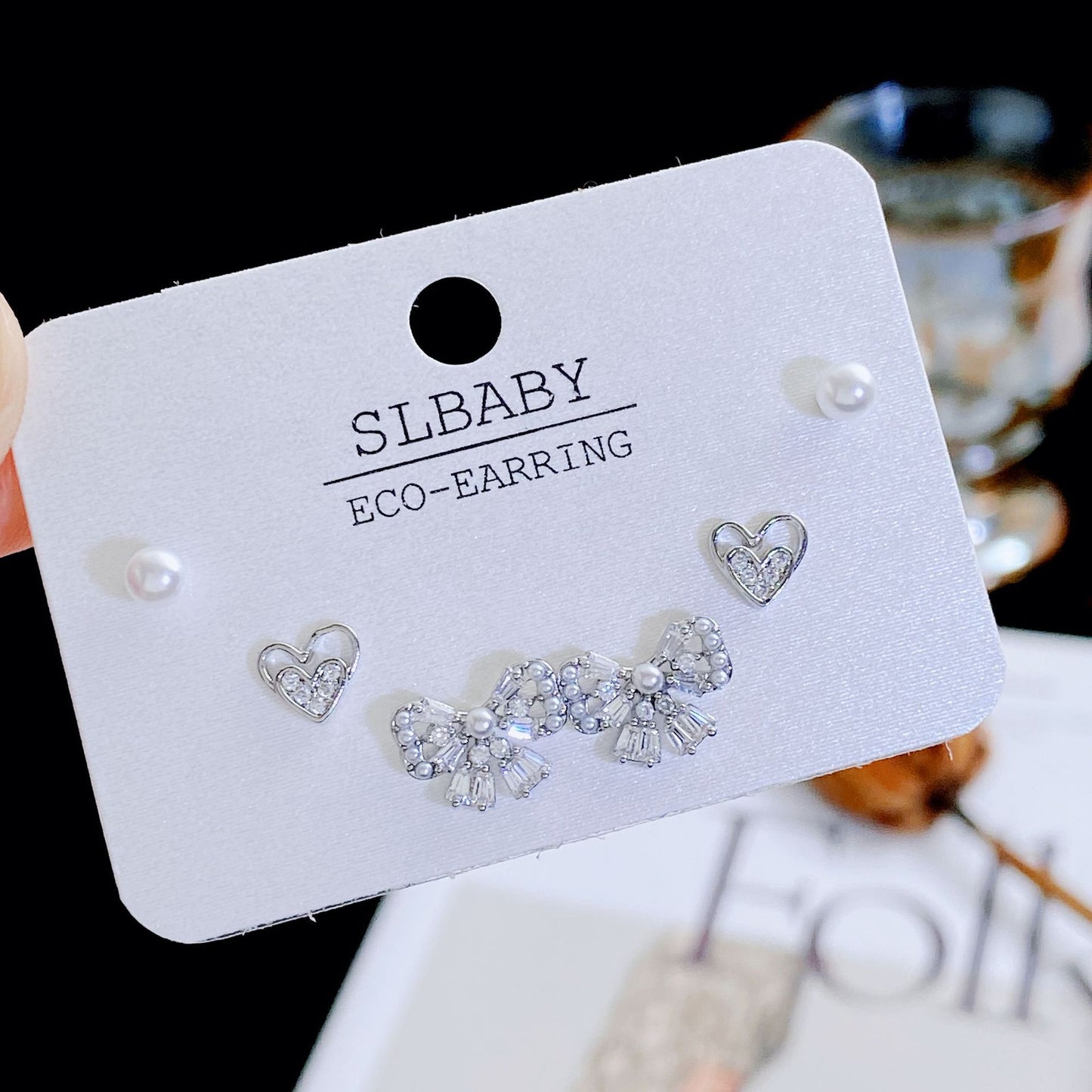 Women's Needle Simple Series Three Pairs Storage Ear Rings