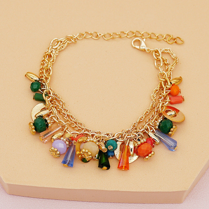 Women's Fashion Bohemian Glass Crystal Mixed Color Bracelets