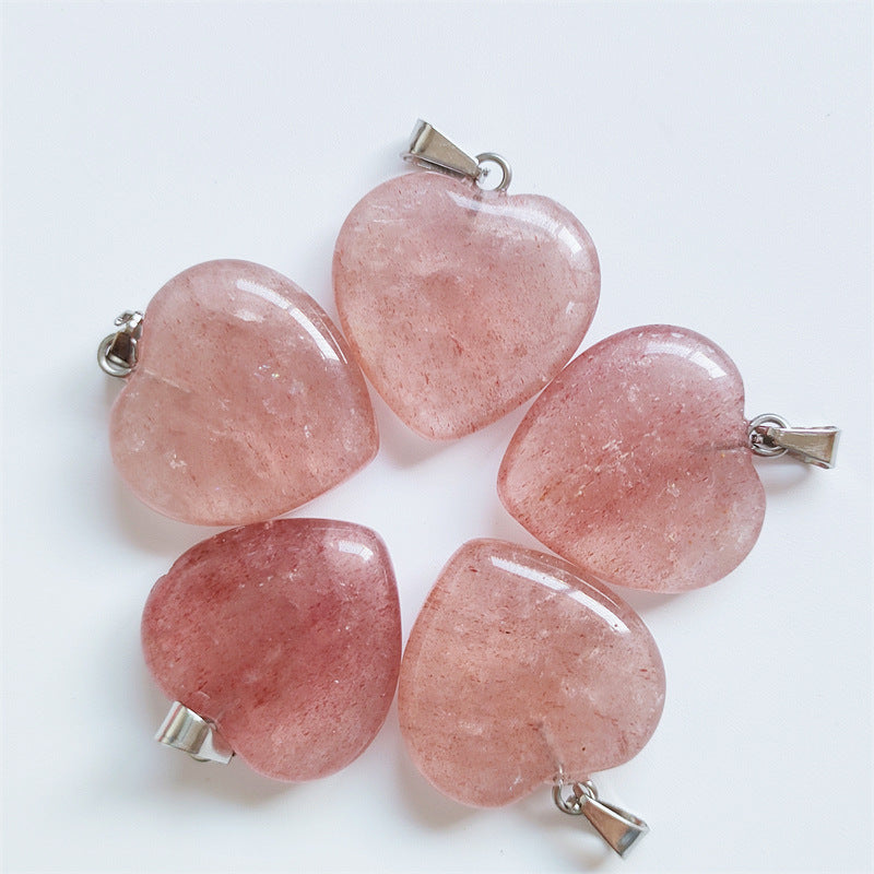 Stone Love Crystal Agate Heart Peach Pendants