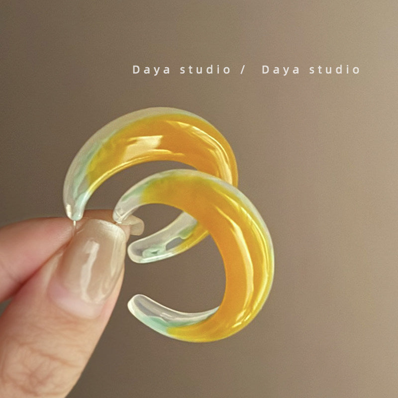 Women's For Summer French Resin Gradient Shaped Trendy Light Luxury Earrings