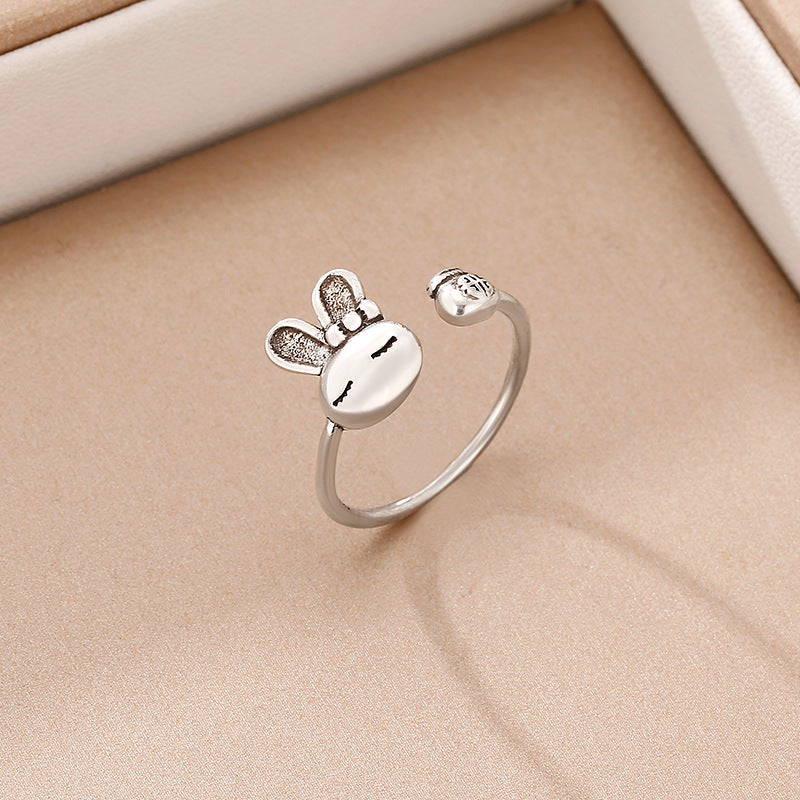 Women's Vintage Rabbit Distressed Safe Opening Gift Rings