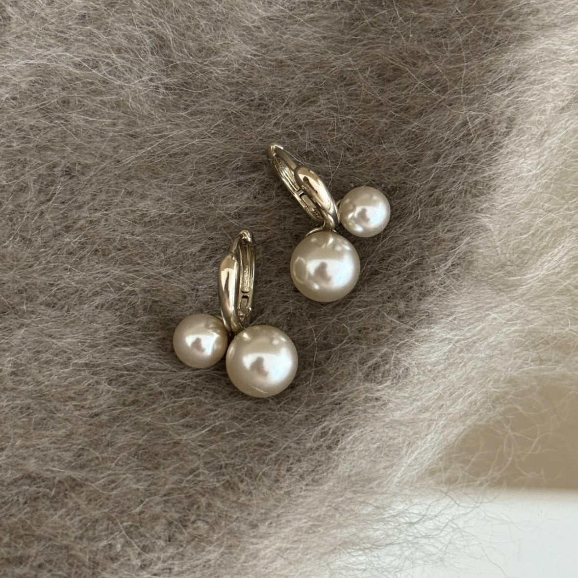 Small Cherry Retro Premium Pearl Ear Clip Double Earrings