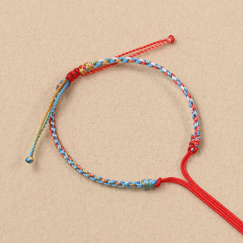 Hand-woven Carrying Strap Wearable Gold Lucky Beads Peace Buckle Red Bracelet